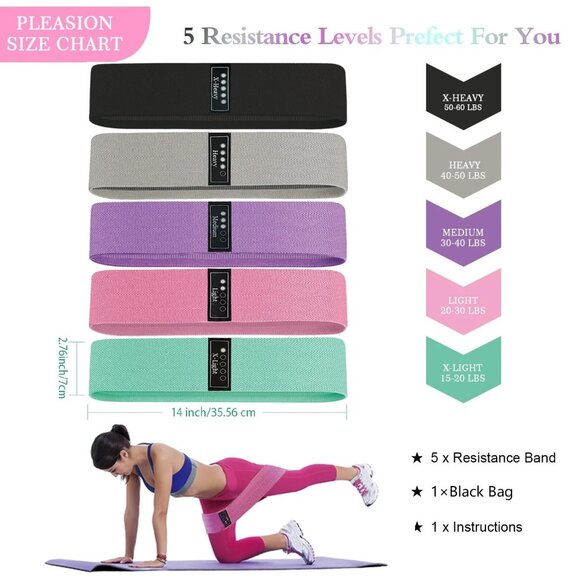 NEW 4 Pack Fabric Resistance Bands, Booty Bands - Picture 2 of 3